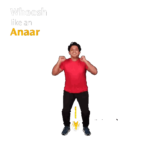 Man in Red Shirt Jumping with Whoosh Like Anaar