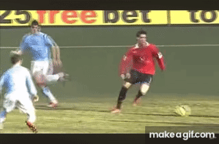 Man In Red Shirt Kicking Soccer Ball GIF