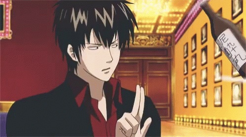 Man In Red Shirt Peace Sign Near Chinese Bottle GIF