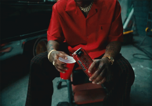 Man In Red Shirt Pouring Dr Pepper GIF