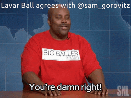 Man in Red Shirt Saying Big Baller Brand