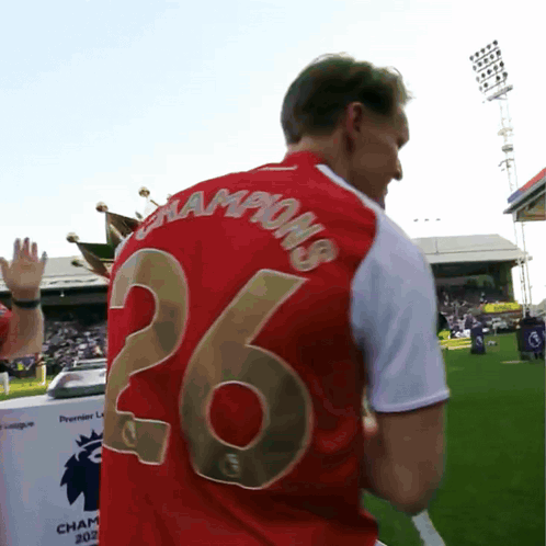 Man In Red Shirt Saying Champions GIF