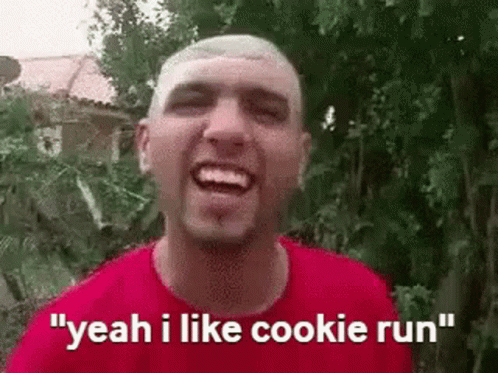Man in Red Shirt Saying Cookie Run