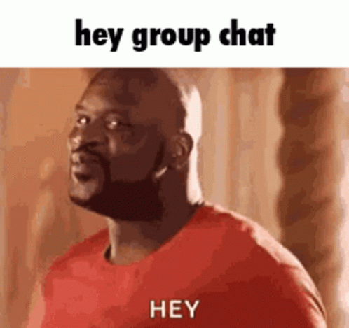 Man In Red Shirt Saying Hey Group Chat GIF