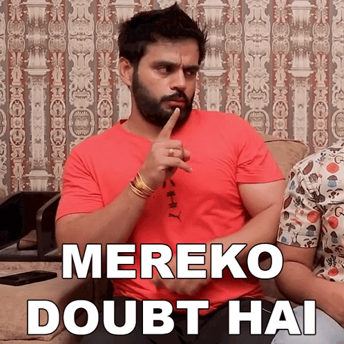 Man in Red Shirt Saying Mereko Doubt Hai