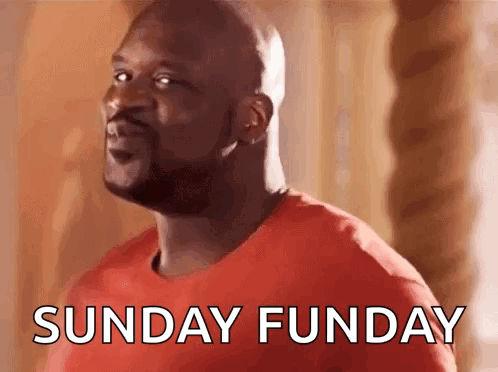 Man in Red Shirt Saying Sunday Funday