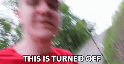 Man in Red Shirt Saying This Is Turned Off