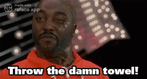 Man in Red Shirt Saying Throw the Damn Towel