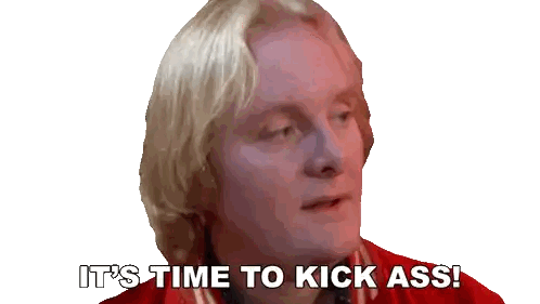 Man in Red Shirt Saying Time to Kick Ass
