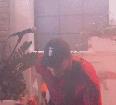 Man In Red Shirt Singing GIF