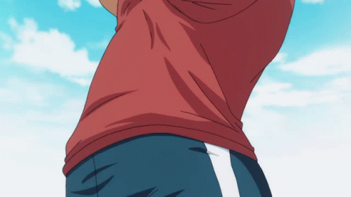 Man in Red Shirt with Blue Sky and Clouds