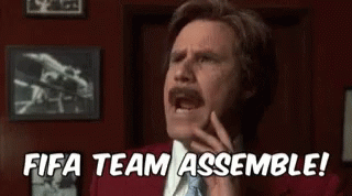 Man In Red Suit Saying FIFA Team Assemble GIF