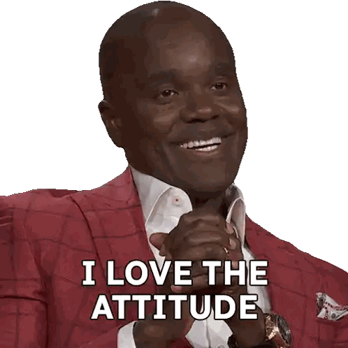 Man in Red Suit Saying I Love The Attitude