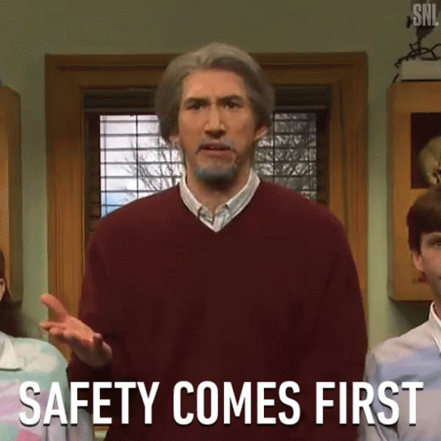 Man in Red Sweater Says Safety Comes First