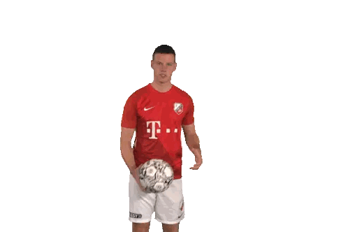 Man in Red T-Mobile Shirt Holding Soccer Ball