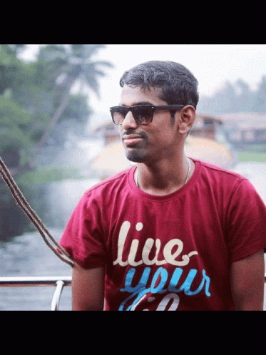 Man In Red T-Shirt Saying Live Your Life GIF
