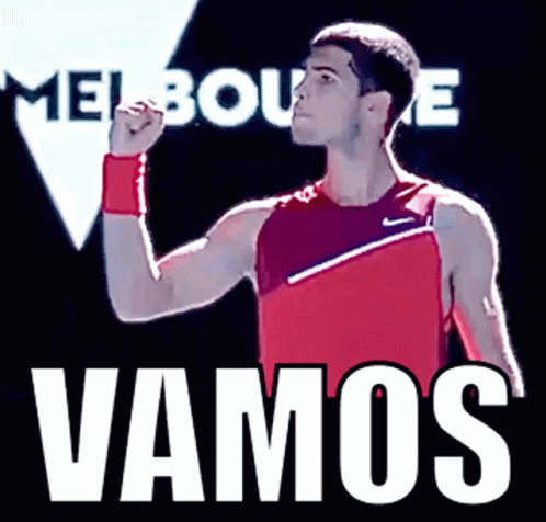 Man In Red Tank Top At Melbourne Sign GIF