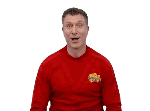 Man in Red Wiggles Shirt