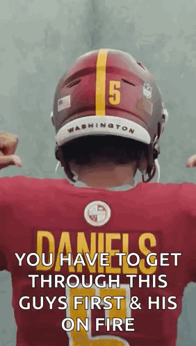 Man In Redskins Jersey And Helmet GIF