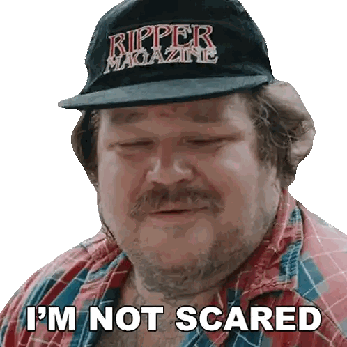 Man in Ripper Magazine Hat Saying Not Scared
