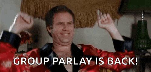 Man in Robe Arms Up Saying Group Parlay Is Back