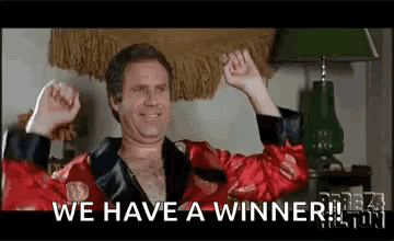 Man In Robe Celebrating With Arms Up GIF