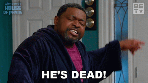 Man In Robe Saying He's Dead At Door GIF