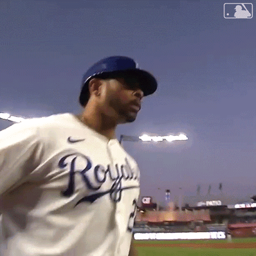 Man In Royals Jersey Walking On Baseball Field GIF
