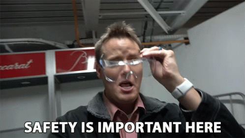 Man in Safety Glasses Saying Safety Is Important Here