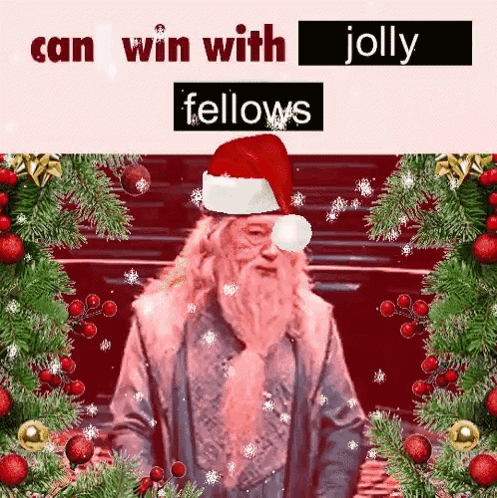 Man in Santa Hat Can Win With Jolly Fellows