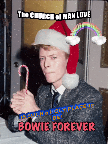 Man in Santa Hat Holding Candy Cane Church of Man Love