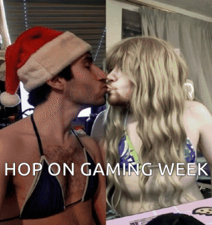 Man in Santa Hat Kissing Woman in Bikini Hop On Gaming Week
