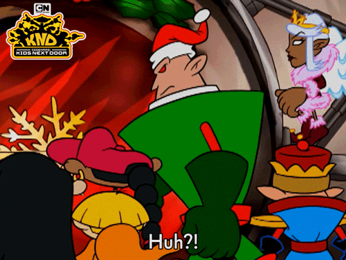 Man in Santa Hat Saying Huh