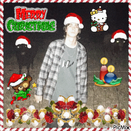 Man in Santa Hat Saying Merry Christmas