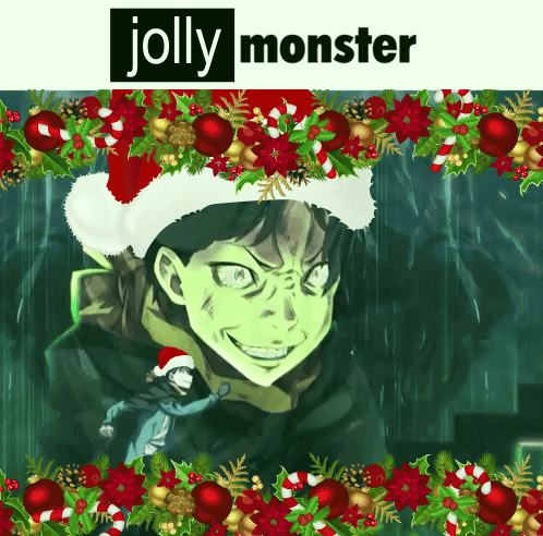 Man in Santa Hat Says Jolly Monster