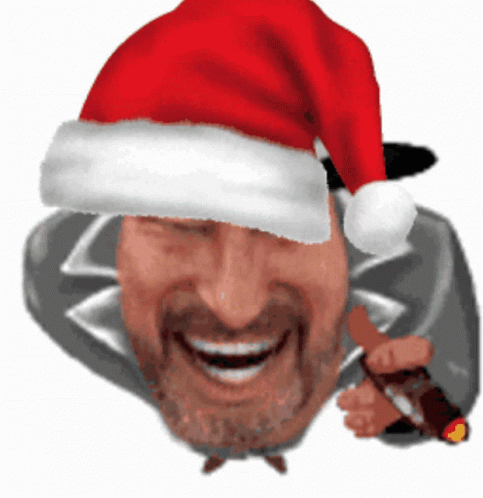 Man In Santa Hat Smiling Holding Cigarette GIF
