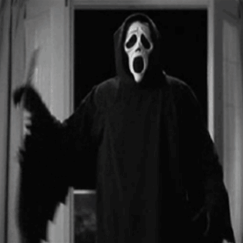 Man in Scream Mask Holding Knife