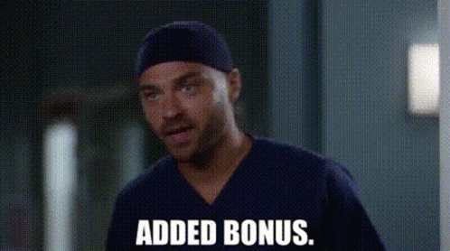 Man in Scrubs With Added Bonus Above