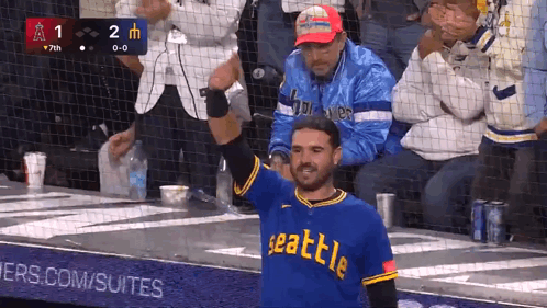 Man In Seattle Jersey With Crowd GIF