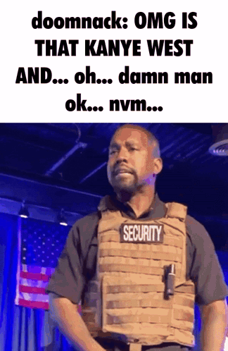 Man in Security Vest Making Funny Face