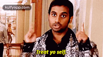 Man In Sequined Jacket Giving Middle Finger Says Treat Yo Self GIF