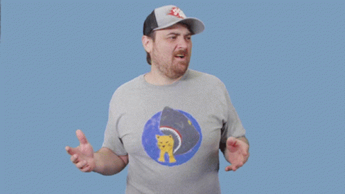 Man in Shark T-Shirt Asking for Snacks