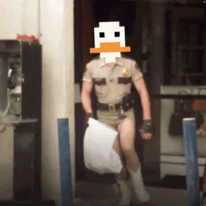 Man In Sheriff's Uniform With Duck Face GIF