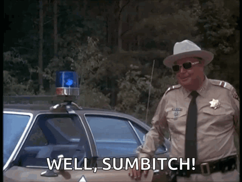 Man In Sheriff Uniform Saying Well Sumbitch GIF