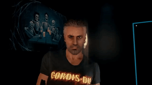 Man in Shirt Saying Cordis-Due