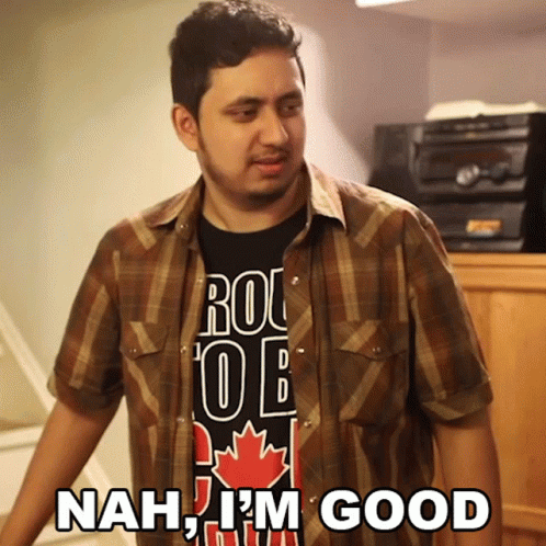 Man in Shirt Saying Nah I M Good