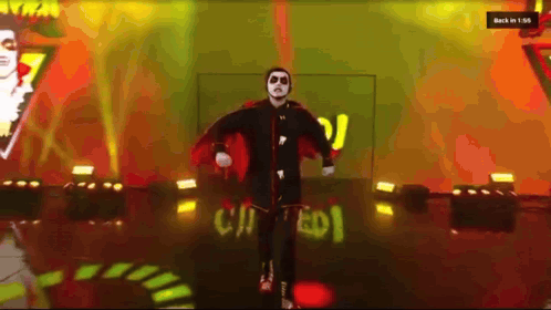 Man in Skeleton Costume Walking Stage Back in 1:55