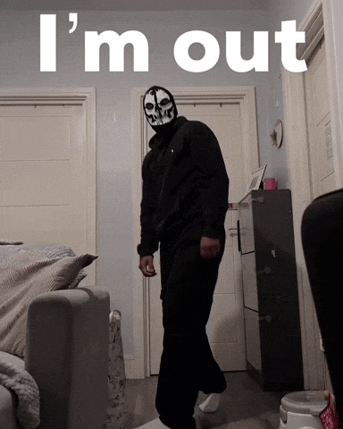 Man in Skeleton Mask Saying Im Out