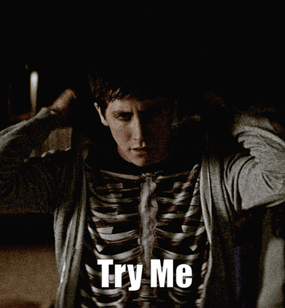 Man in Skeleton Shirt Saying Try Me