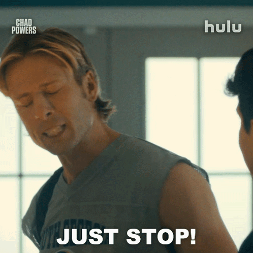 Man in Sleeveless Shirt Says Just Stop on Hulu